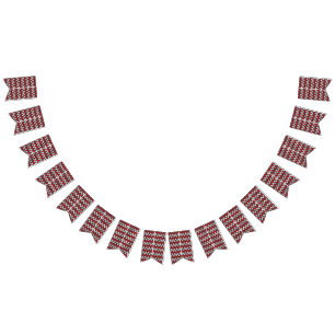 白い背景に赤と黒のジグザグ模様 バンティングフラッグ