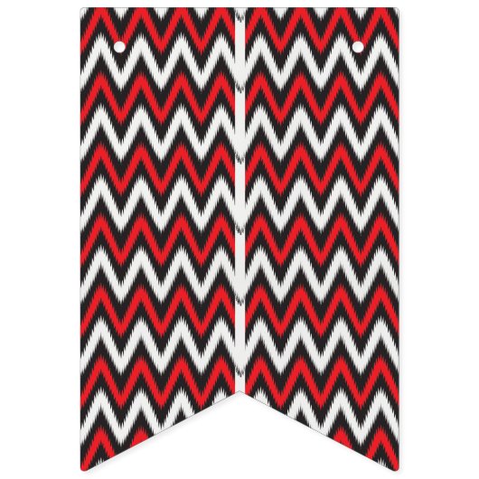 白い背景に赤と黒のジグザグ模様 バンティングフラッグ (第3の旗)