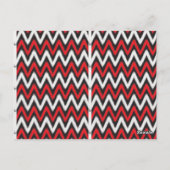 白い背景に赤と黒のジグザグ模様 ポストカード (裏面)