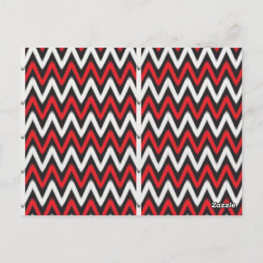 白い背景に赤と黒のジグザグ模様 ポストカード (裏面)