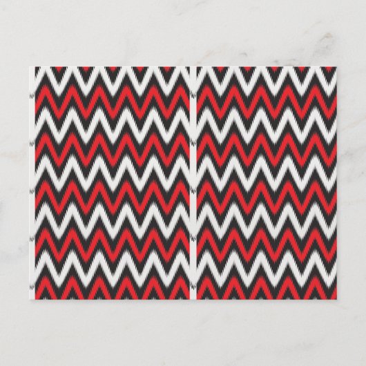白い背景に赤と黒のジグザグ模様 ポストカード (正面)