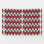 白い背景に赤と黒のジグザグ模様 横断幕 (横)