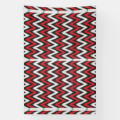 白い背景に赤と黒のジグザグ模様 横断幕 (縦)