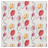 白い背景に輝く水彩のチューリップ ファブリック (見本)