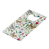 白い背景に野生の花と蝶 クレジットカード栓抜き (正面アングル)