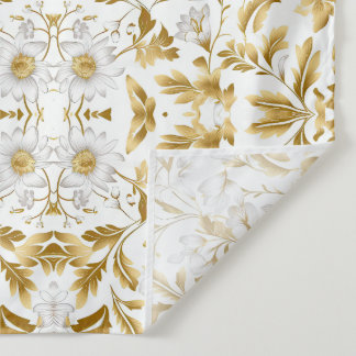 白い背景に金ゴールドフローラ分岐を咲かせる タペストリー