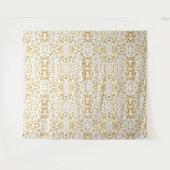 白い背景に金ゴールドフローラ分岐を咲かせる タペストリー (正面(横))