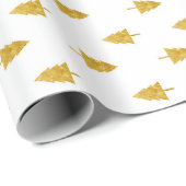 白い背景に金色のクリスマスツリー ラッピングペーパー (ロールコーナー)