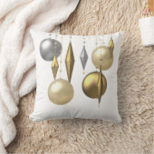 白い背景に金色の鈍いクリスマスボール クッション (ブランケット)