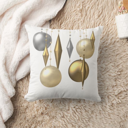 白い背景に金色の鈍いクリスマスボール クッション (ブランケット)