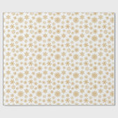 白い背景に金色の雪の模様 ラッピングペーパー (フラット)