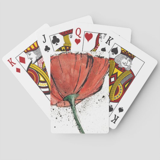 白い背景に閉じた花 トランプ (裏面)