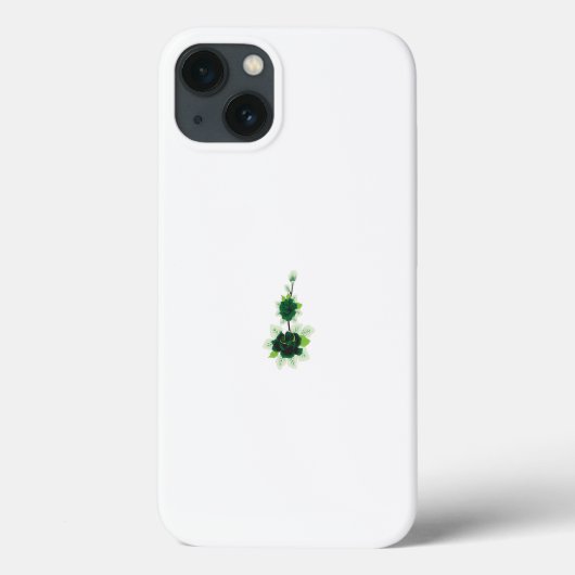 白い背景に離れバラが付いた緑の Case-Mate iPhoneケース (裏面)