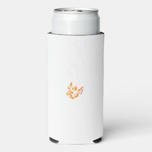 白い背景に離れ花をつける黄色い花 スリム缶クーラー (Seltzer裏面)