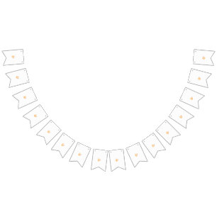 白い背景に離れ花をつける黄色い花 バンティングフラッグ