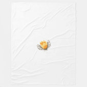 白い背景に離れ花をつける黄色い花 フリースブランケット (正面)