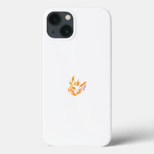 白い背景に離れ花をつける黄色い花 iPhone 13ケース