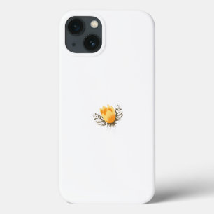 白い背景に離れ花をつける黄色い花 iPhone 13ケース