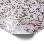 白い背景に離れ金の花と花 フォトプリント            (角)