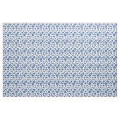 白い背景に青いニットの円 ファブリック (ヤード)