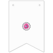 白い背景に青い中央を持つピンクの花 バンティングフラッグ (第2の旗)