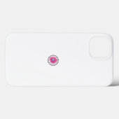 白い背景に青い中央を持つピンクの花 Case-Mate iPhoneケース (裏面 (横))