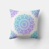 白い背景に青と紫のフローラ曼荼羅 クッション (裏面)