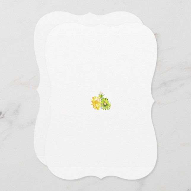 白い背景に黄色と緑の2つの花 (正面/裏面)