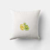 白い背景に黄色と緑の2つの花 クッション (裏面)