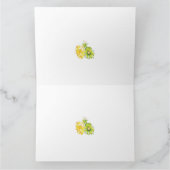 白い背景に黄色と緑の2つの花 サンキューカード (内部)
