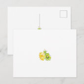 白い背景に黄色と緑の2つの花 ポストカード (正面/裏面)