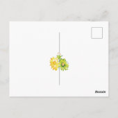 白い背景に黄色と緑の2つの花 ポストカード (裏面)