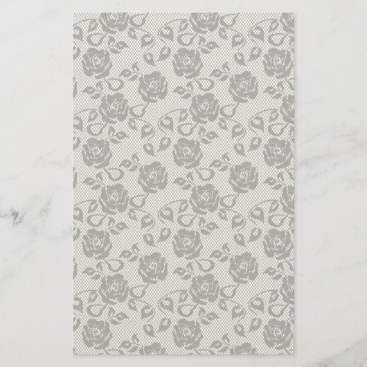 白い背景に黒いレースのパターン 便箋 (正面)