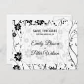 白い背景に黒い繊細な花 案内ポストカード (正面/裏面)