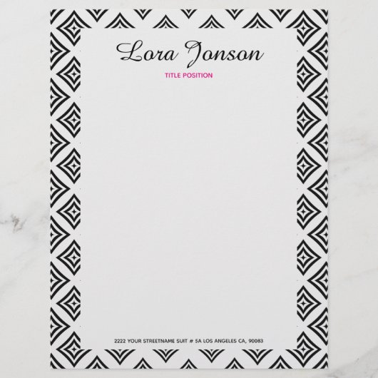 白い背景に黒い菱形 レターヘッド (正面)