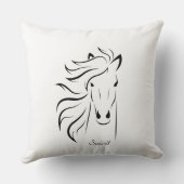 白い背景に黒い馬のシルエット クッション (裏面)
