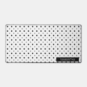 白い背景に黒と銀の水玉模様 デスクマット (正面)