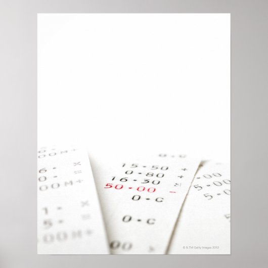 白い背景に3つの領収書。ある ポスター (正面)
