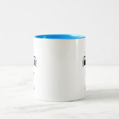 白い背景のかわいい幸せな顔 ツートーンマグカップ (中央)