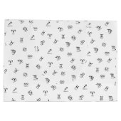 白い背景のすべての黒い〔占星術の〕十二宮図シンボルや象徴 ラージペーパーバッグ (裏面)