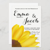 白い背景のひまわり ウェディング招待状 招待状 (正面/裏面)