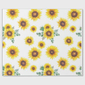 白い背景のひまわり ラッピングペーパー (フラット)