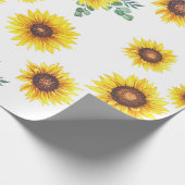白い背景のひまわり ラッピングペーパー (角)