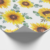 白い背景のひまわり ラッピングペーパー (角)