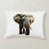 白い背景のアフリカ象 アクセントクッション (裏面)