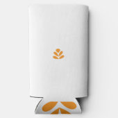 白い背景のオレンジ色の花 スリム缶クーラー (裏面)