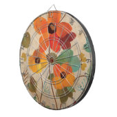 白い背景のカラフルな花 ダーツボード (正面右)