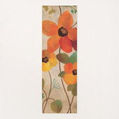 白い背景のカラフルな花 ヨガマット (正面)