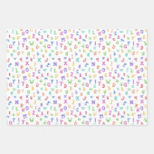 白い背景のカラフル新学期パターン ラッピングペーパーシート (正面2)