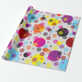 白い背景のカラフル水玉模様 ラッピングペーパー